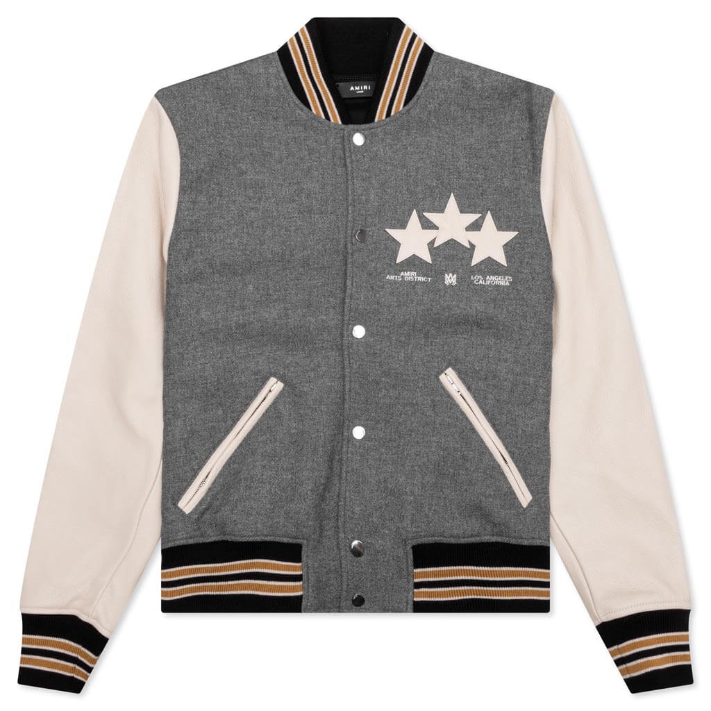 Size XL - Amiri Stars Varsity Jacket Grey - Brand New